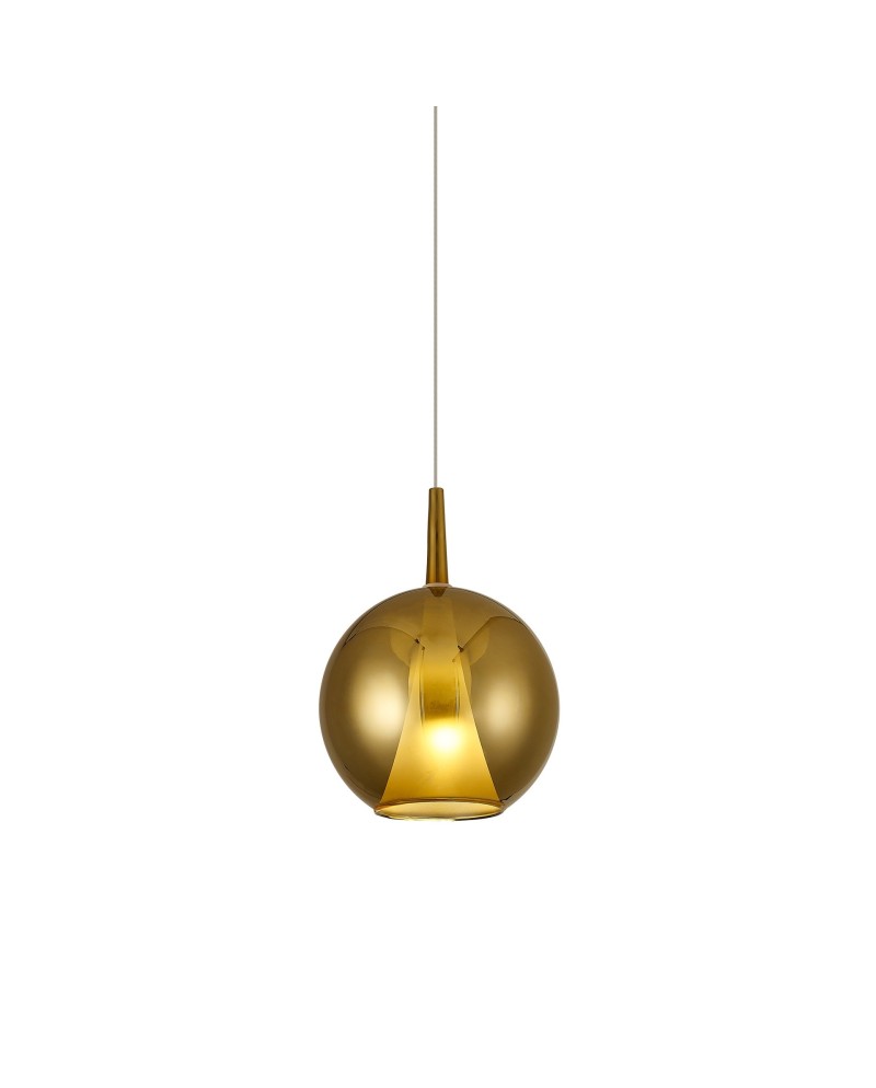 ELSA * COLGANTE CRISTAL BOLA - E27 - ORO + OPAL ( SIN BASE)